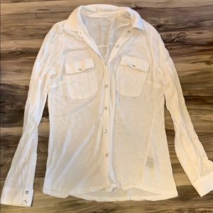 Inc white button up shirt with rhinestone buttons